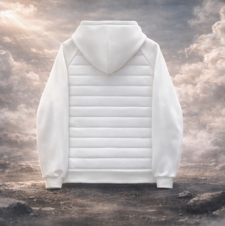 CloudLayer Quilted Zip Hoodie – White